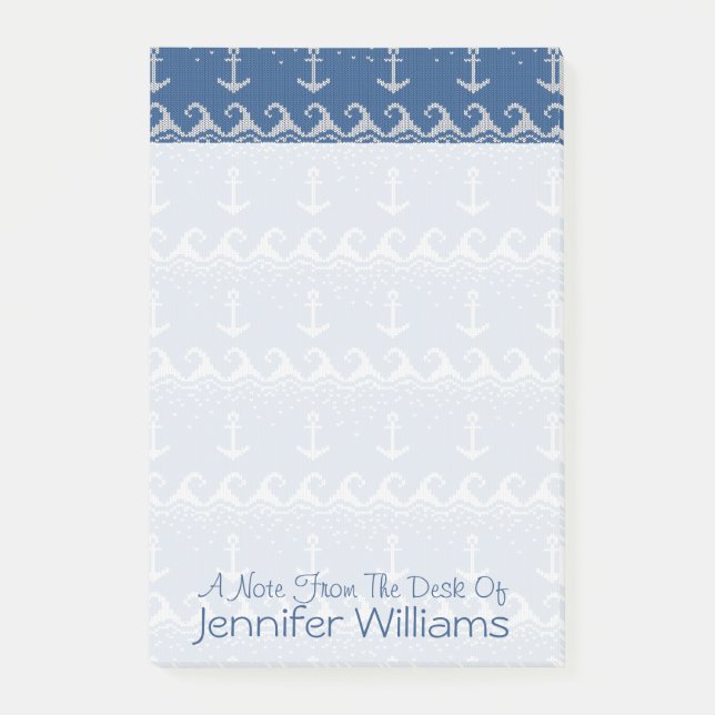 Nautical Knit Pattern | Add Your Name Post-it Notes (Front)