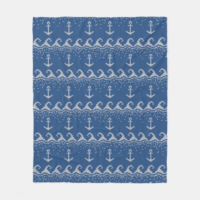 Nautical Knit Pattern Fleece Blanket (Front)