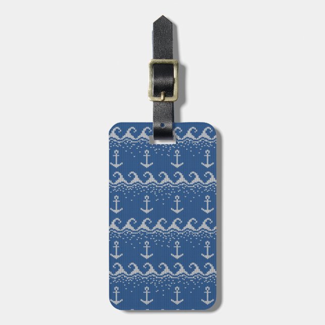 Nautical Knit Pattern Luggage Tag (Front Vertical)