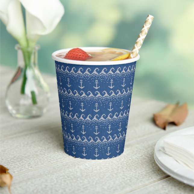 Nautical Knit Pattern Paper Cups (Insitu)