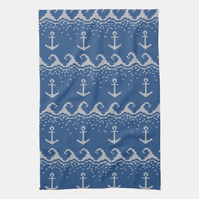 Nautical Knit Pattern Tea Towel (Vertical)