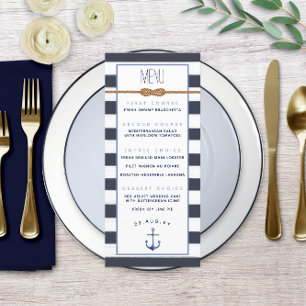 Nautical Knot Formal Event Navy  & White Stripes Menu