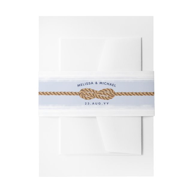 Nautical Knot Infinity | Blue Watercolor Invitation Belly Band (Front Example)