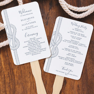 Nautical Knot Modern Script Wedding Hand Fan