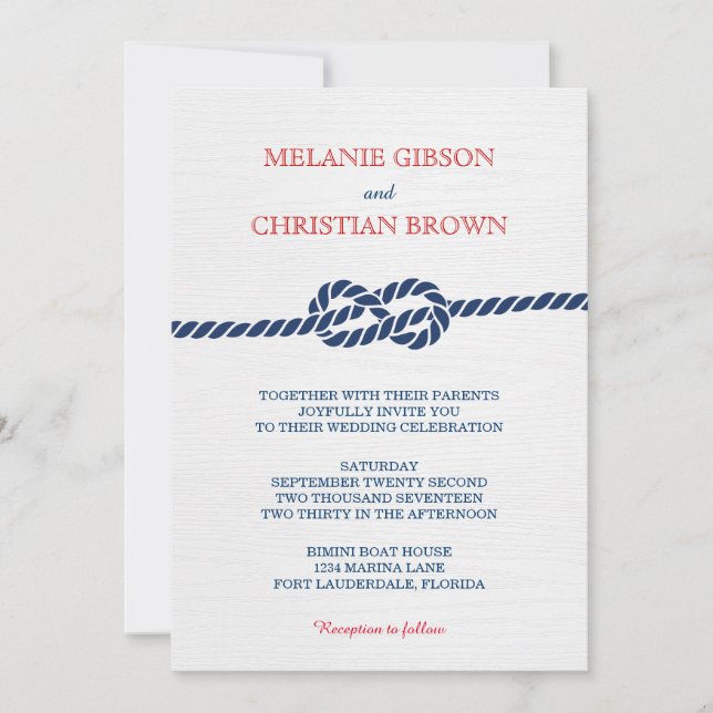 Nautical Knot Wedding Invitation (Front)