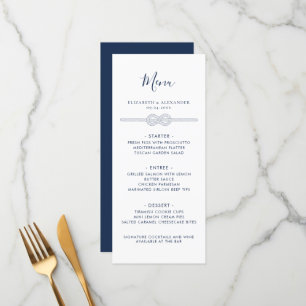 Nautical Knot White Navy Rehearsal Dinner Menu