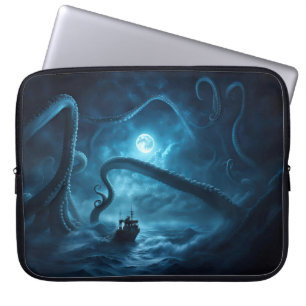 Nautical Kraken Giant Squid Fishing Boat Laptop Sleeve