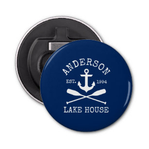 Nautical Lake House Family Navy Blue Anchor Oars Bottle Opener