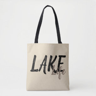 nautical LAKE LIFE textured typography Tote Bag