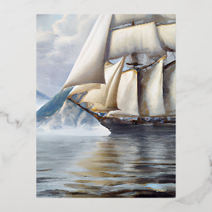 Nautical Landscape Foil Holiday Postcard