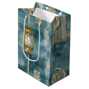Nautical Lantern Rope Coastal Blue Pattern (1) Medium Gift Bag