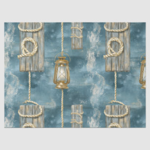 Nautical Lantern Rope Coastal Blue Pattern (1) Tissue Paper