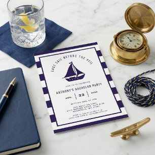 Nautical Last Sail Before the Veil Bachelor Party Invitation