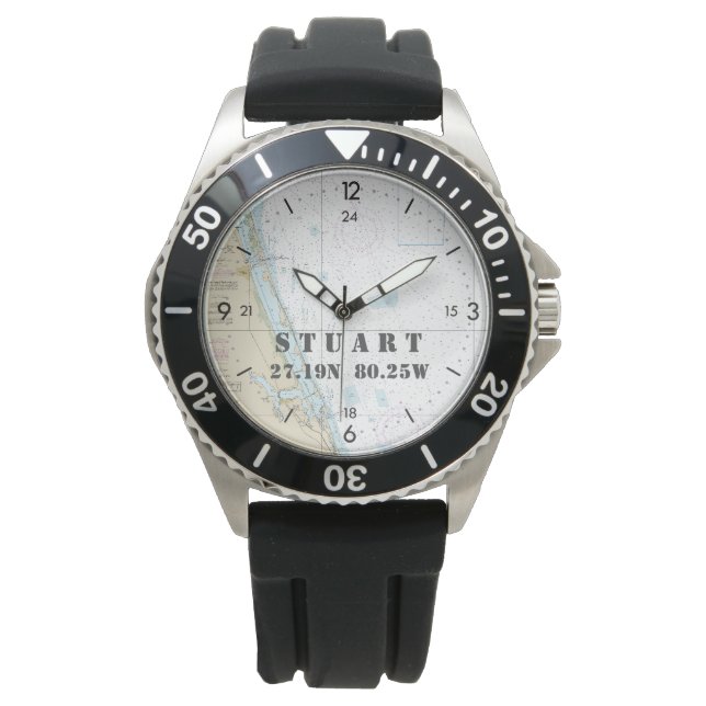 Nautical Latitude Longitude Boater's Stuart FL Watch (Front)