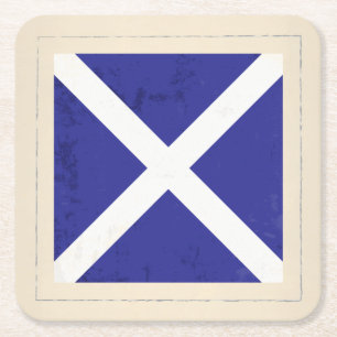 Nautical Letter “M” Signal Flag Square Paper Coaster