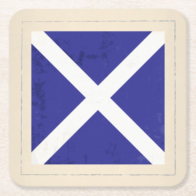 Nautical Letter “M” Signal Flag Square Paper Coaster (Front)