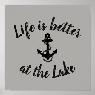 nautical LIFE IS BETTER AT THE LAKE and anchor   Poster
