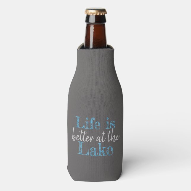 nautical LIFE IS BETTER AT THE LAKE | Bottle Cooler (Bottle Front)