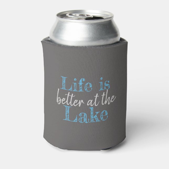nautical LIFE IS BETTER AT THE LAKE Can Cooler (Can Back)