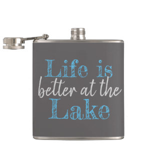 nautical LIFE IS BETTER AT THE LAKE   Hip Flask