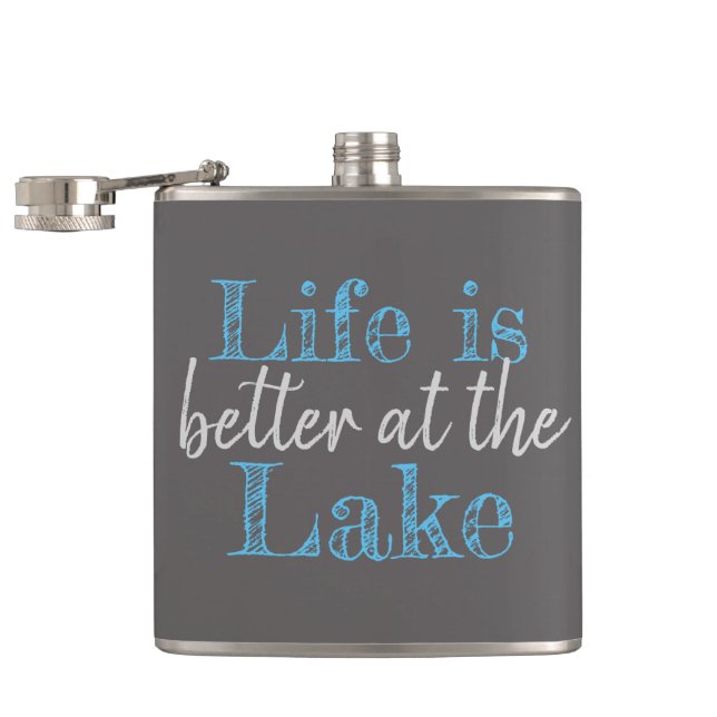 nautical LIFE IS BETTER AT THE LAKE | Hip Flask (Opened)