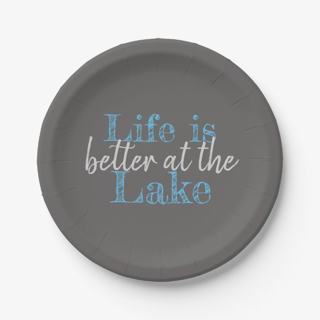 nautical LIFE IS BETTER AT THE LAKE | Paper Plate (Front)