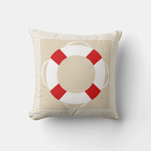 Nautical Life Preserver & Sandy Taupe Cushion (Front)