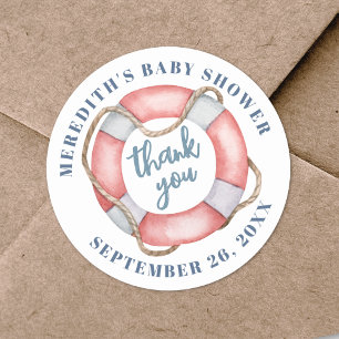 Nautical Life Ring Baby Shower Classic Round Sticker