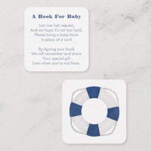 Nautical Life Ring Bring A Book For Baby Shower Enclosure Card