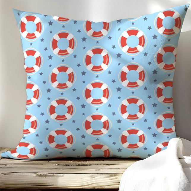 Nautical Lifesaver Stars Patterned  Cushion (Creator Uploaded)