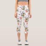 Nautical Light House Lobsters, Tropical Palm Trees Capri Leggings<br><div class="desc">Super cute,  high-quality,  comfortable high-waisted capri leggings featuring a nautical/tropical pattern with lighthouses,  lobsters,  sailboats and palm trees.  Add custom text,  monogram,  etc. to personalize. Perfect for working out or just hanging out near the water.</div>
