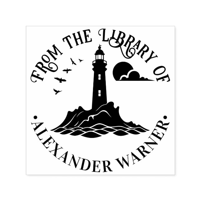 Nautical Lighthouse #3CB Library Book Name Self-inking Stamp (Design)