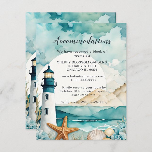 Nautical Lighthouse Accommodations Enclosure Card (Front/Back)