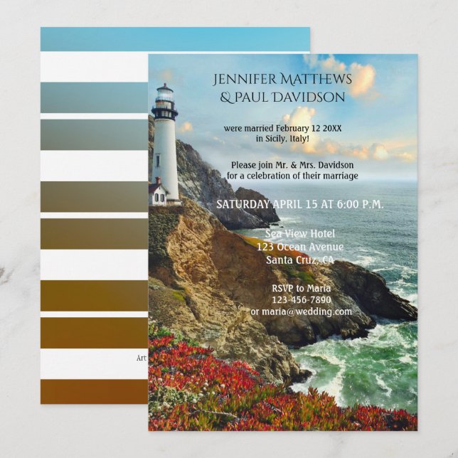 Nautical Lighthouse After Wedding Invitation (Front/Back)