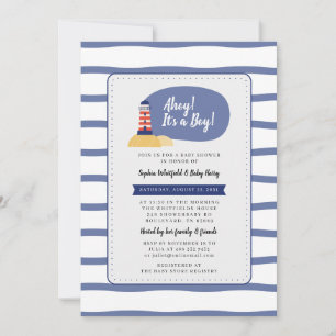 Nautical Lighthouse Ahoy It's a Boy Baby Shower Invitation