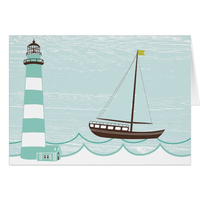 Nautical Lighthouse and Sail Boat All Occasion Car (Front Horizontal)