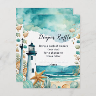 Nautical Lighthouse Baby Shower Diaper Raffle Enclosure Card