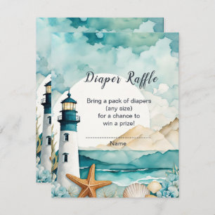Nautical Lighthouse Baby Shower Diaper Raffle Enclosure Card