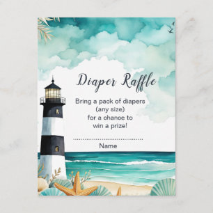 Nautical Lighthouse Baby Shower Diaper Raffle Enclosure Card