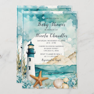 Nautical Lighthouse Baby Shower Invitation