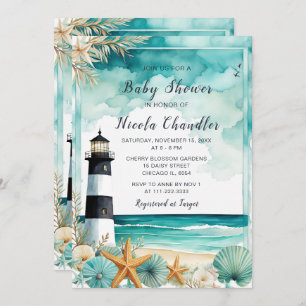 Nautical Lighthouse Baby Shower Invitation