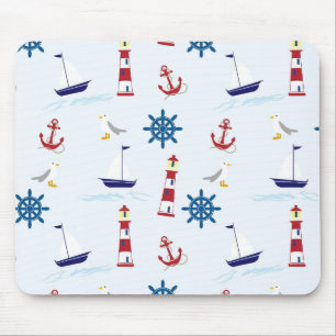 Nautical Lighthouse Background Mouse Mat