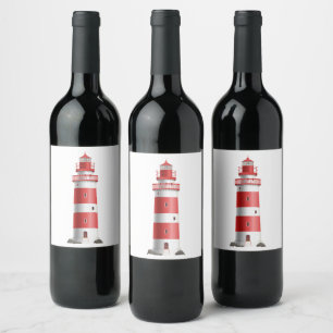 Nautical Lighthouse Beach Wedding Bridal Shower Wine Label