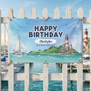 Nautical Lighthouse Birthday Banner