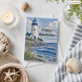 Nautical Lighthouse Birthday Card for Him