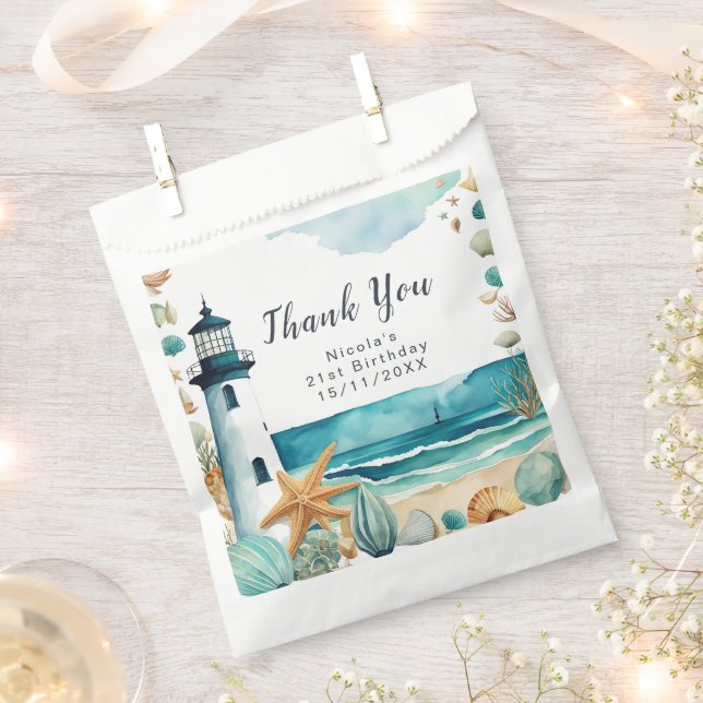Nautical Lighthouse Birthday Favour Bags (Clipped)