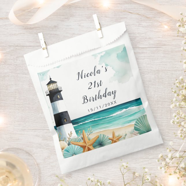 Nautical Lighthouse Birthday Favour Bags (Clipped)