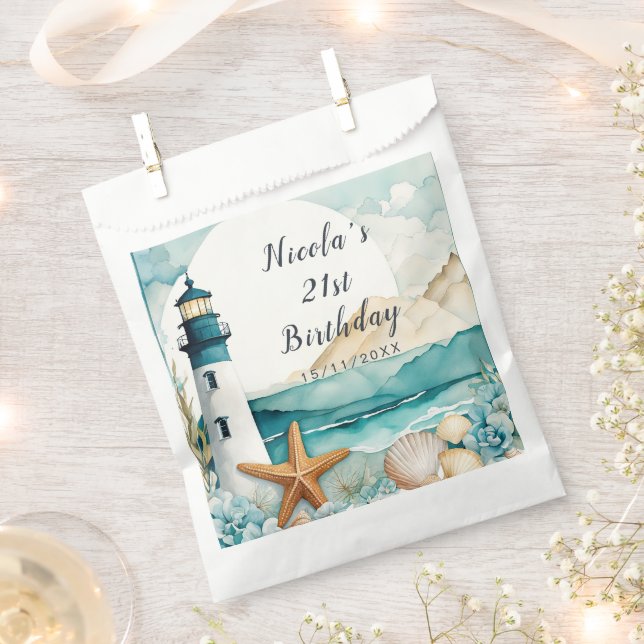 Nautical Lighthouse Birthday Favour Bags (Clipped)