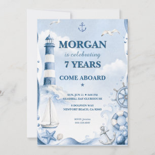 Nautical Lighthouse Birthday Invitation