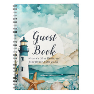 Nautical Lighthouse Birthday Party Guest Book